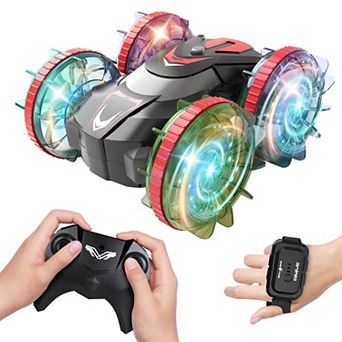 2-in-1 Amphibious RC Car w/ Wrist Controller, 4WD, 360° Stunt, RGB Lights & Double-Sided