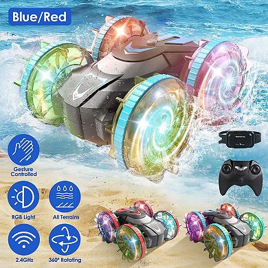 2-in-1 Amphibious RC Car w/ Wrist Controller, 4WD, 360° Stunt, RGB Lights & Double-Sided