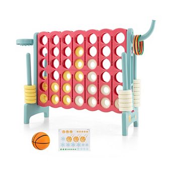 4-in-a-Row Connect Game with Basketball Hoop and Toss Ring - Blue