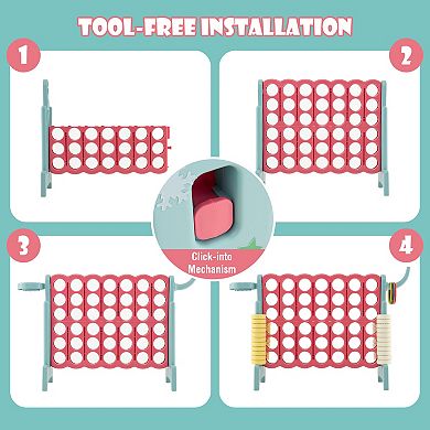 4-in-a-Row Connect Game with Basketball Hoop and Toss Ring - Blue