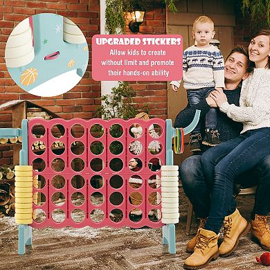 4-in-a-Row Connect Game with Basketball Hoop and Toss Ring - Blue