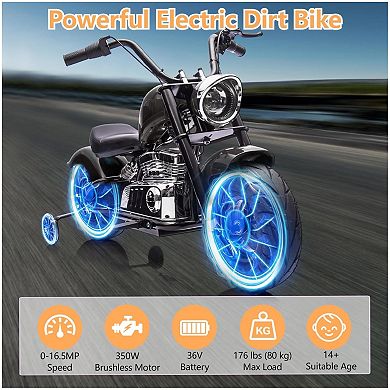 36V Kids Ride On Dirt Bike, Electric Off-Road Motorcycle with 16.5 Mph Top Speed, Spring Suspension