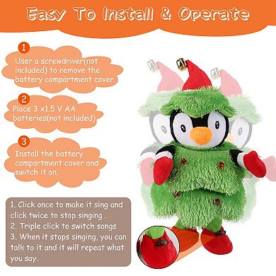 Electric Dancing Singing Plush Penguin Interactive Mimicking Toy for Kids