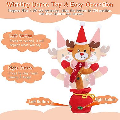 Kid Electric Dance Plush Toy Interactive Singing, Dancing & Light-Up Christmas Toy