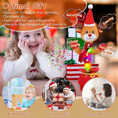 Kid Electric Dance Plush Toy Interactive Singing, Dancing & Light-Up Christmas Toy