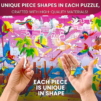 QUOKKA 100 Piece Floor Jigsaw Puzzles for Kids, 3 SET
