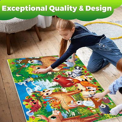 QUOKKA Giant Forest Floor Puzzle 48 Pieces For Kids 3-6 - 2x3 Feet
