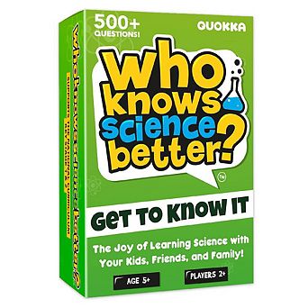 QUOKKA Trivia Game Who Knows Better? Science Edition Educational Family Cards for Kids & Adults