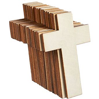 25x Easter Unfinished Wood Cross Cutout for Home School Church Decor DIY Crafts