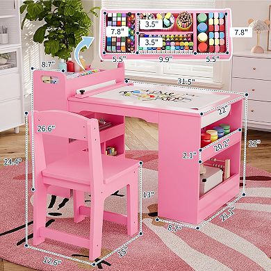 Kids Art Table and 2 Chairs, Craft Table