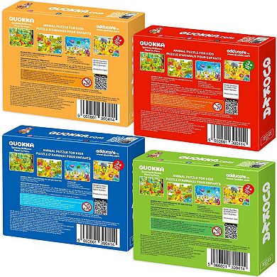 QUOKKA 4 Set 60 Pcs Jigsaw Puzzles for Kids 3-6 years Animal Educational Jigsaw Set Bright Colors