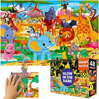 QUOKKA 2x3 FT Glow in the Dark Floor Puzzle for Kids Ages 4-8