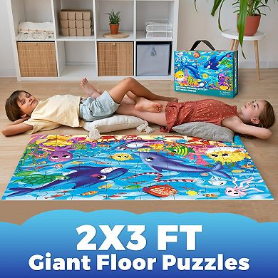 QUOKKA Giant Floor Puzzles for Kids Ages 3-6 2x3 Feet 48 Piece Puzzles Educational Activity