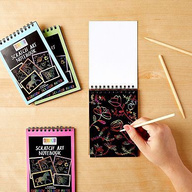 Color Scratch Pads for Kids with Wooden Styluses, 10 Sheets (5.5 x 3.9 in, 8x)