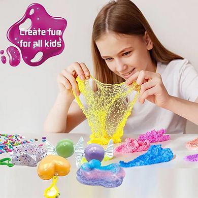 Lovely Slime Maker Kit 10+ Pre-Made Rainbow Slimes, Molds & Add-Ins, Safe & Non-Toxic Fun