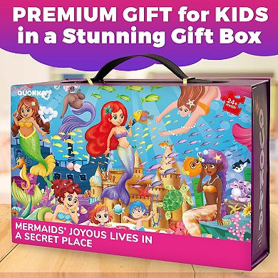 QUOKKA Giant Floor Puzzle 48 Pieces For Kids 3-6 - 2x3 Feet- Mermaid Theme In Sturdy Handle Box