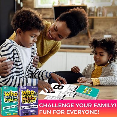 QUOKKA Set 4 in 1 Trivia Game Who Knows Better? Fun Educational Family Cards for Kids & Adults