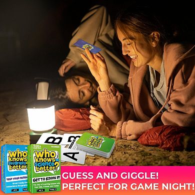 QUOKKA Set 4 in 1 Trivia Game Who Knows Better? Fun Educational Family Cards for Kids & Adults