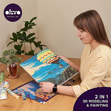 OKTO Air-Dry Clay 3D Painting Kit Hot Air Balloon (11.8 x 15.7 in)
