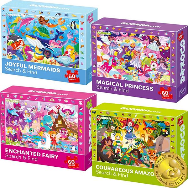 QUOKKA 4 Set 60 Pcs Jigsaw Puzzles for Kids 3-6 years Unicorn