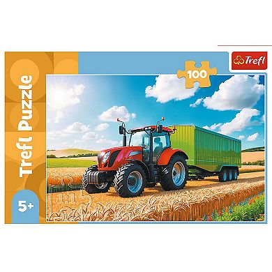 Trefl Kids Agricultural Machinery - Tractor with Trailer 100 Piece Puzzle