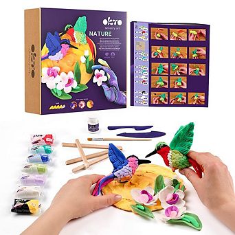 OKTO Air-Dry Clay 3D Painting Kit 3D Hummingbirds (11.4 x 11.4 in)