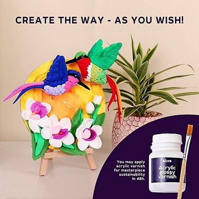 OKTO Air-Dry Clay 3D Painting Kit 3D Hummingbirds (11.4 x 11.4 in)