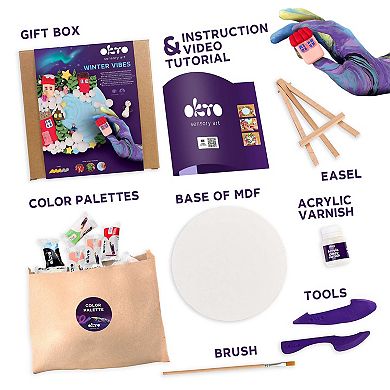 OKTO Air-Dry Clay 3D Painting Kit 3D Winter Vibes (11.4 x 11.4 in)