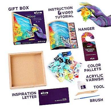 OKTO Air-Dry Clay 3D Painting Kit Mood Ocean Calm (8.3 x 8.3 in)