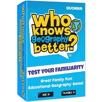 QUOKKA Trivia Game Who Knows Better? Geography Edition Educational Family Cards for Kids & Adults