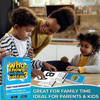 QUOKKA Trivia Game Who Knows Better? Geography Edition Educational Family Cards for Kids & Adults