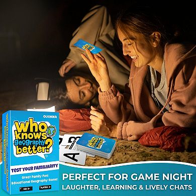 QUOKKA Trivia Game Who Knows Better? Geography Edition Educational Family Cards for Kids & Adults