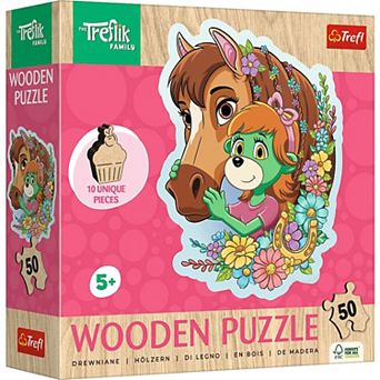 Trefl Wood Craft 50 pc Wooden Puzzle - Happy Treflik Family