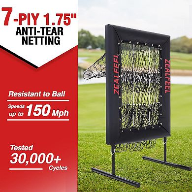 Zealfeel Baseball Pitching Net Pro, 9-Hole Adjustable Strike Zone Trainer with Ball & Home Plate