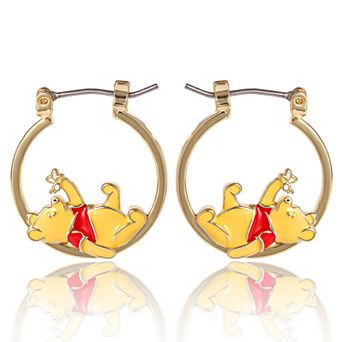 Official Disney Winnie-The-Pooh 18K Gold Hoop Earrings