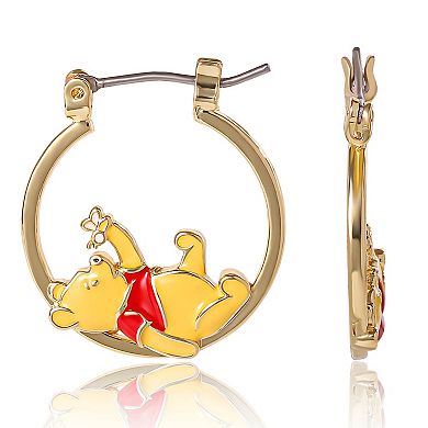 Official Disney Winnie-The-Pooh 18K Gold Hoop Earrings
