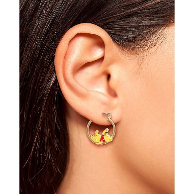 Official Disney Winnie-The-Pooh 18K Gold Hoop Earrings
