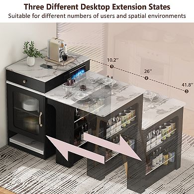 Merax Kitchen Island with Extendable Dining Table, Kitchen Storage Table with Double sided Storage