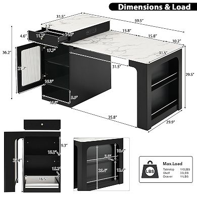 Merax Kitchen Island with Extendable Dining Table, Kitchen Storage Table with Double sided Storage
