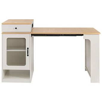 Merax Kitchen Island with Extendable Dining Table, Kitchen Storage Table with Double sided Storage