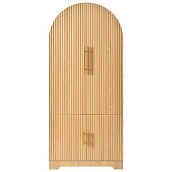 Merax 72" Tall Arched Kitchen Pantry Cabinet with 8 Door Shelves, Fluted Storage Cabinets