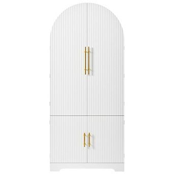 Merax 72" Tall Arched Kitchen Pantry Cabinet with 8 Door Shelves, Fluted Storage Cabinets