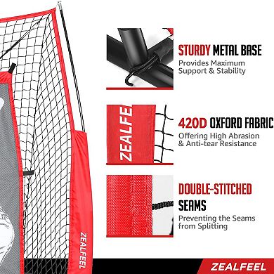 Zealfeel 7x7 ft Baseball Net with Dummy Batter, Strike Zones, Ball Collector, Batting Tee & Bag
