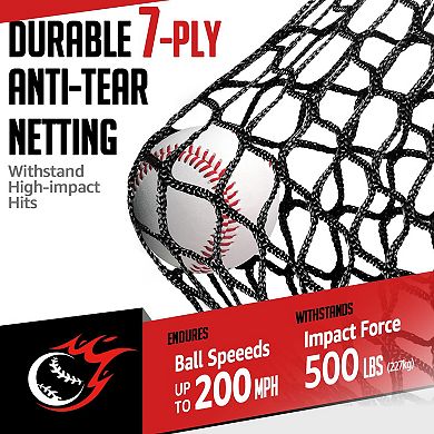 Zealfeel 7x7 ft Baseball Net with Dummy Batter, Strike Zones, Ball Collector, Batting Tee & Bag