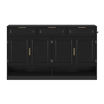 Merax Farmhouse Sideboard with 3 Drawers & 4 Doors,59.1" Multi-Functional Storage Buffet
