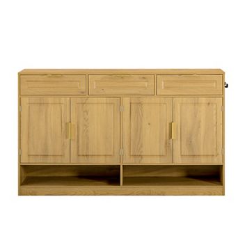 Merax Farmhouse Sideboard with 3 Drawers & 4 Doors,59.1" Multi-Functional Storage Buffet