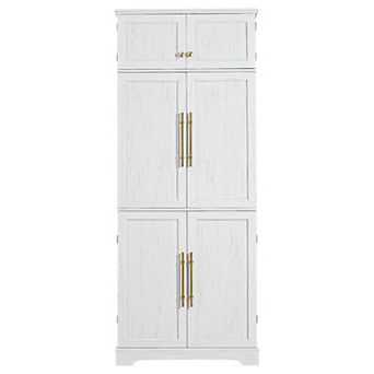 Merax 78.2" Tall Farmhouse Kitchen Pantry Cabinet with 8 Door Shelves, Storage Cabinet