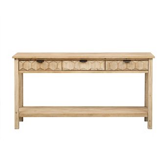 Merax Modern Stylish Console Table with 3 Drawers and Solid Fir legs