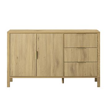 Merax Modern Wave Pattern Sideboard with 3 Drawers, Large Storage Buffet Cabinet