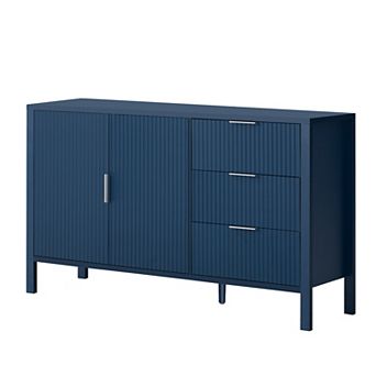 Merax Modern Wave Pattern Sideboard with 3 Drawers, Large Storage Buffet Cabinet